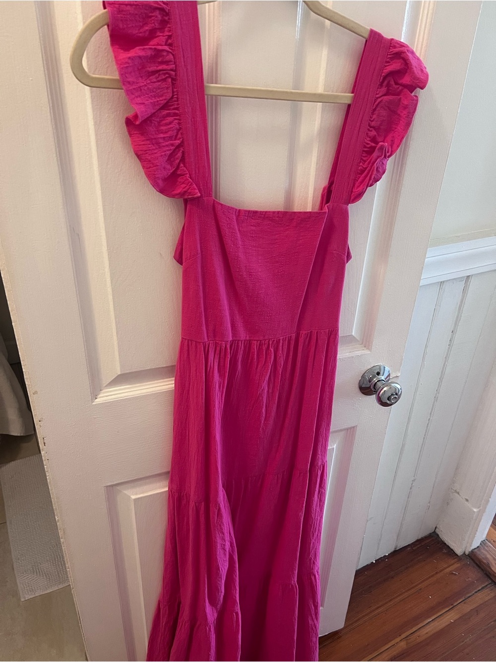Women's Fuchsia Maxi Dress with Ruffle Straps